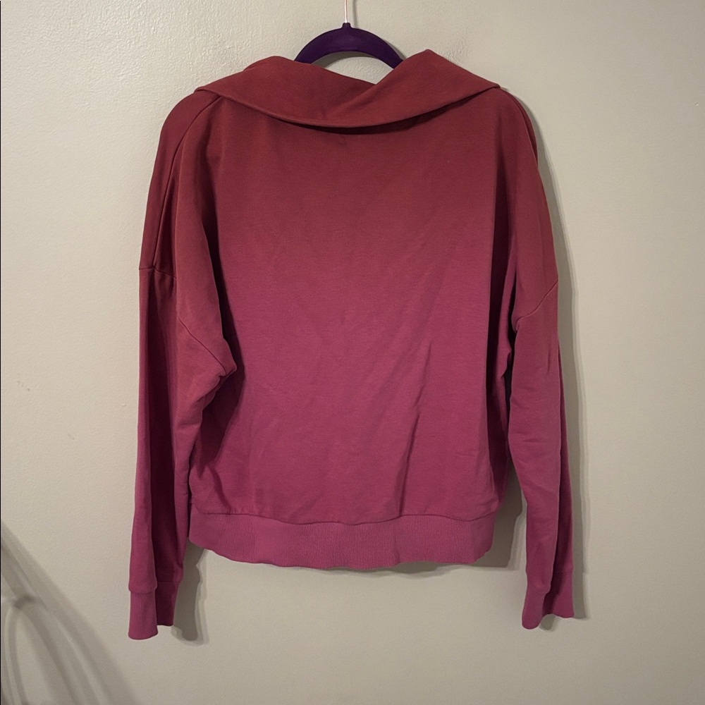 Carbon38 Ombré Half Zip Organic Cotton Blend Horseshoe Pullover Sweatshirt - Picture 5 of 5